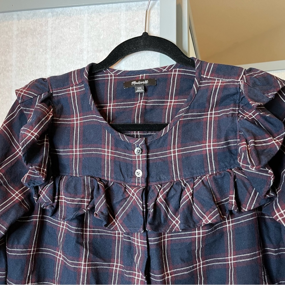 Madewell navy plaid blouse - Picture 3 of 5